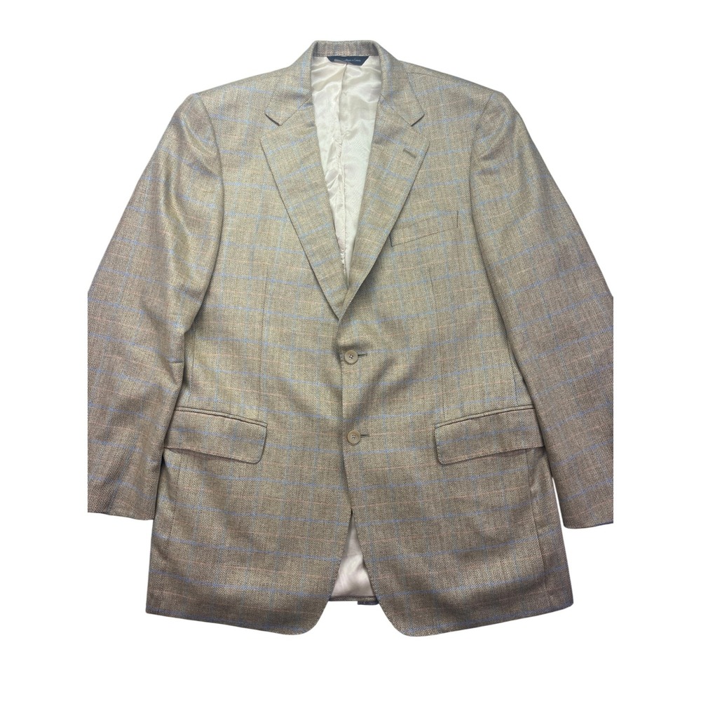 Samuelsohn Silk Blazer Sport Coat Herringbone Plaid Two Button 42 Tall Canada‎